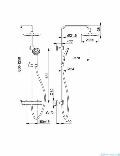 KFA MOZA BLACK deszczownia z baterią termostatyczną czarny 5736-910-81