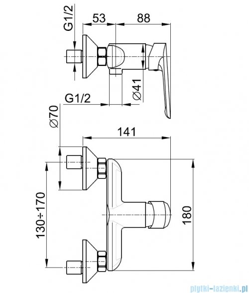 KFA TANZANIT bateria prysznicowa chrom 5026-010-00
