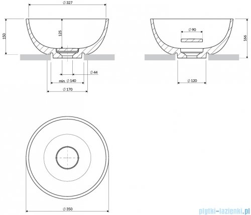 Omnires Shell M+ umywalka nablatowa Ø35 cm biały mat SHELL350UNBM