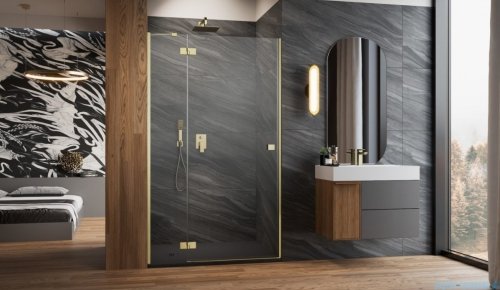 Radaway Essenza Brushed Gold Dwj drzwi wnękowe 110cm lewe szczotkowane złoto/szkło przejrzyste 1385015-99-01L