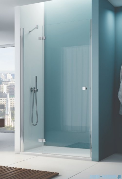 Ronal ANNEA AN13 Drzwi jednoczęściowe ze ścianką stałą w linii 75x200cm lewe srebrny połysk AN13G075007