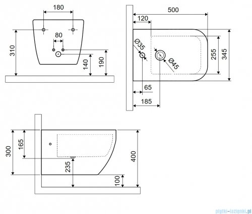 Excellent Ness bidet wiszący biały CENL.3506.500.WH