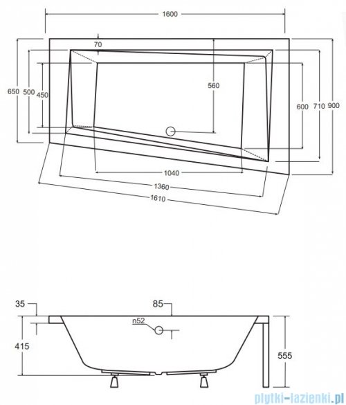 Besco Intima 160x90cm wanna asymetryczna lewa #WAI-160-NLI