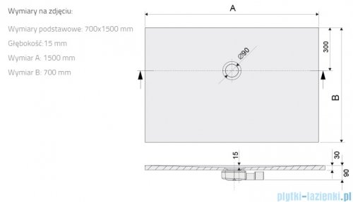 Sanplast Open Mineral B-M/OPEN brodzik prostokątny 70x150x1,5 cm biały 645-430-0180-01-000