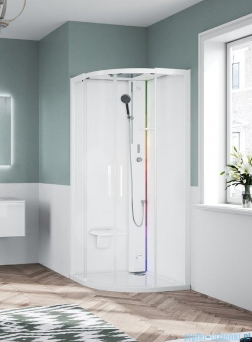 Novellini Glax 1 2.0 kabina z sauną parową 90x90 biała G21R99T5-1UU