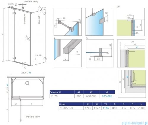 Radaway Essenza Pro Brushed GunMetal Kdj+S kabina 70x120x70cm lewa szczotkowany grafit 10097312-92-01L/10098070-01-01/10098070-01-01