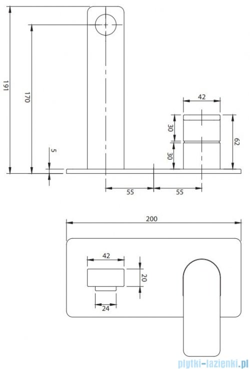 Omnires Baretti bateria umywalkowa podtynkowa chrom BA7815CR