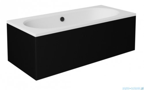 Besco Vitae 150x75cm wanna prostokątna + obudowa CZARNY mat + syfon CZARNY #WAV-150-PK/#OAV-150-PKC/19977