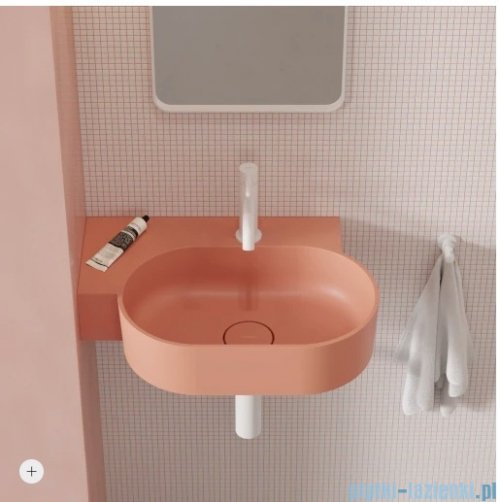 Omnires Ovo M+ umywalka nablatowa/wisząca lewa 55x38 cm coral mat OVO555UWLCO