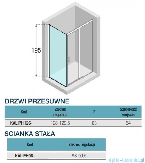 Novellini Kali PH+FH kabina 130x100 profile czarne KALIPH126-1H/KALIFH98-1H