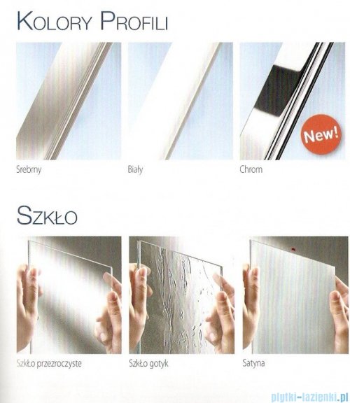 Novellini Parawan Aurora3 98x150cm profil srebrny szkło przezroczyste AURORAN3-1A