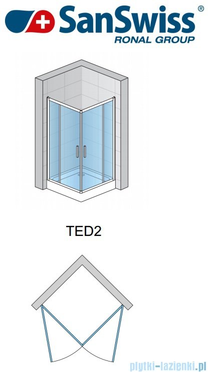 SanSwiss Top-Line Ted2 Wejście narożne 70-90cm profil połysk Lewe TED2GSM15007