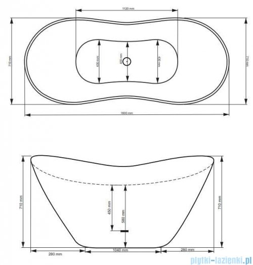 Besco zestaw wanna wolnostojąca Viya 160x70cm + bateria Decco chrom  #WMD-160-V/BW-D-CH