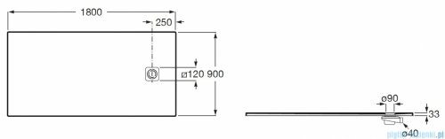 Roca Magma 180x90cm brodzik prostokątny kompozytowy STONEX biały APE0170838403100