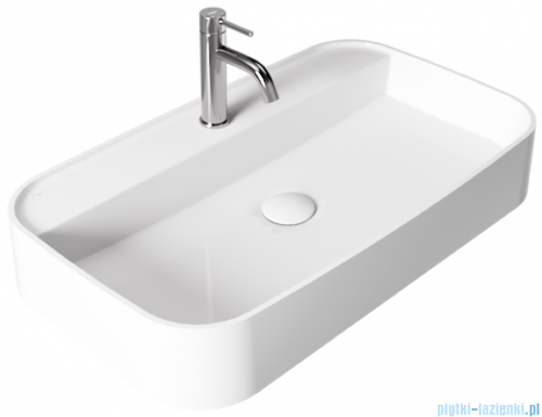 Besco Assos Cera-Line White umywalka nablatowa biała 70 cm biały połysk UNC-70-ASB