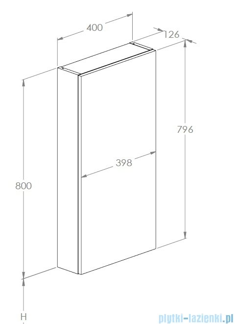 Roca Extra Kolumna łazienkowa niska z 1 drzwiami slim 80x40x12 DĄB CANELA  A857957808