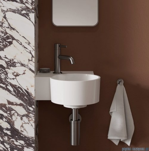 Omnires Ovo M+ umywalka nablatowa/wisząca lewa 33x34 cm biały połysk OVO335UWLBP