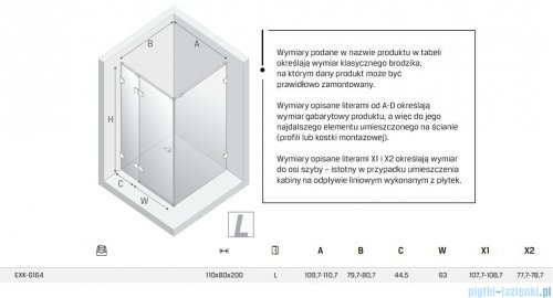 New Trendy Eventa Black Chrome kabina prysznicowa prostokątna 110x80x200 cm lewa przejrzyste czarny połysk EXK-6164
