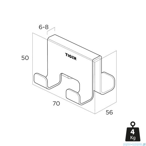 Tiger Caddy Haczyk do kabiny prysznicowej 6/8 mm stal nierdzewna szczotkowana 1401230946
