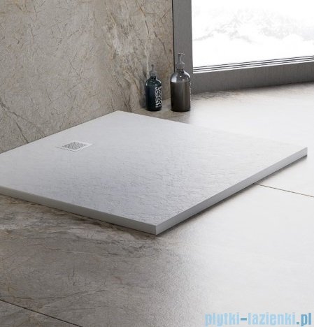 New Trendy Mori brodzik konglomeratowy kwadratowy 90x90x3 cm biały B-0433