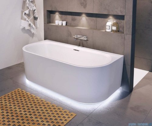 Riho Desire Back2wall LED wanna wolnostojąca z hydromasażem Sparkle Mood przyścienna z oświetleniem Riho Fall napełnianie przez przelew 180x84cm B089014005