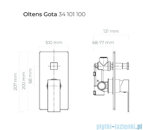 Oltens Gota bateria wannowo prysznicowa podtynkowa czarny mat 34101300
