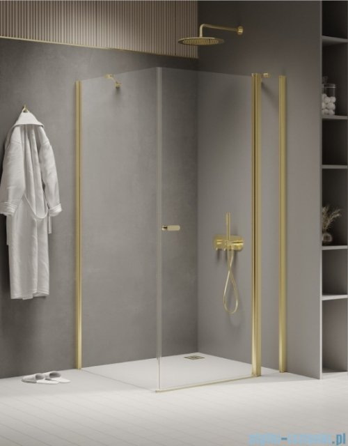 New Trendy New Soleo Light Gold 110x90x195 cm kabina wspornik skośny złoty połysk/szkło przejrzyste K-1865