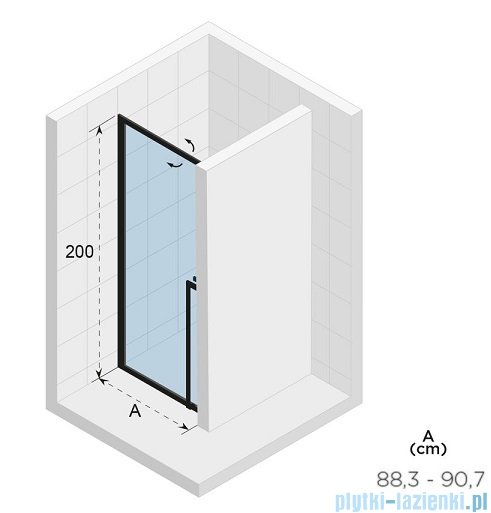 Riho Lucid GD101 drzwi prysznicowe 90x200cm czarne G005002121