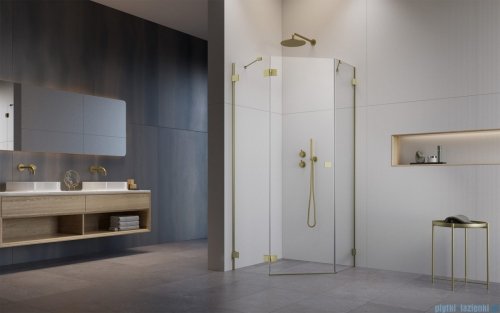 Radaway Essenza Pro Brushed Gold Ptj kabina pięciokątna 80x90 lewa szczotkowane złoto 10100000-99-01L/10100400-01-01