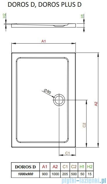 Radaway Idea Kdd kabina 100x90cm szkło przejrzyste + brodzik Doros D + syfon