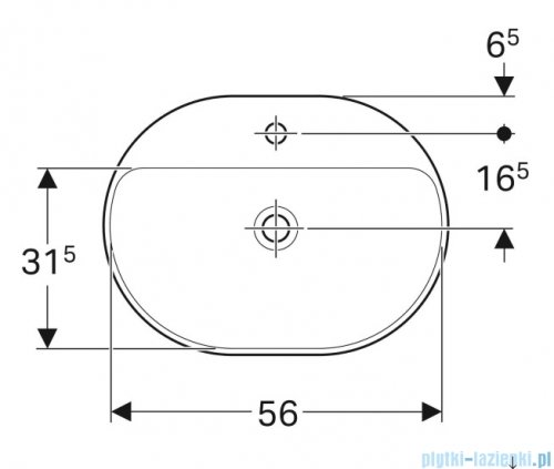 Geberit VariForm Umywalka owalna z półką z otworem na baterię, bez przelewu 60x45cm szkliwiony spód KeraTect 500.735.00.2
