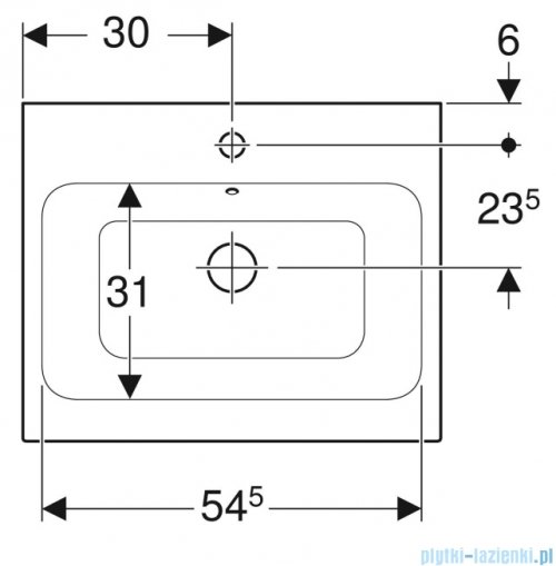Geberit iCon Umywalka nablatowa z otworem na baterię 60x48,5 cm KeraTect 124560600