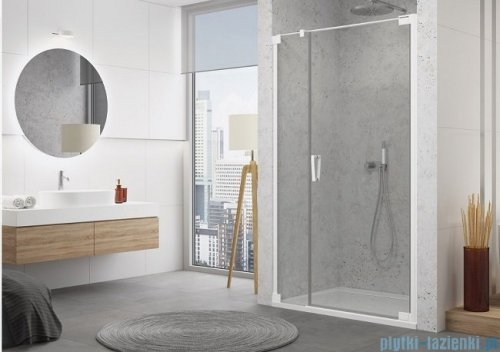 SanSwiss Cadura White Line drzwi wahadłowe 110cm jednoczęściowe prawe z polem stałym biały mat CA31CD1100907