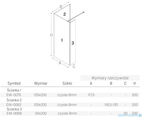 New Trendy New Modus Black kabina kwadratowa Walk-In 120x120cm przejrzyste EXK-0075/EXK-0082/EXK-0088