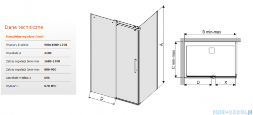 Sanplast kabina KND2/ALTII narożna prostokątna 90x160-170x210 cm grafit 600-121-0961-42-491