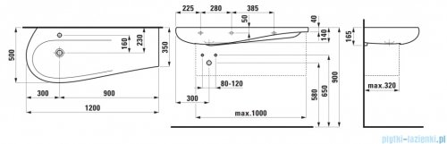 Laufen ILBAGNOALESSI umywalka ścienna 120x50cm biała H8149734001041