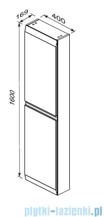 Oristo Brylant szafka boczna wysoka ryflowana 40x160x17cm ceglany mat OR36-SB2D-40-19R