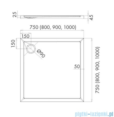 Schedpol Schedline Sharper brodzik kwadratowy 90x90x4,5cm 3S.S1K-9090