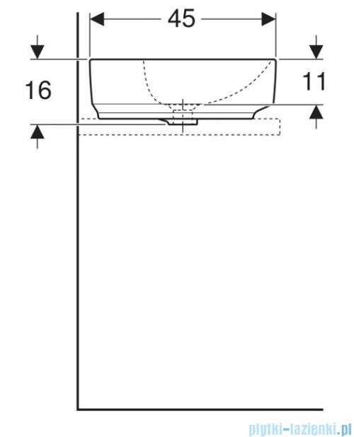 Geberit VariForm Umywalka owalna z półką, z przelewem 60x45cm KeraTect 500.777.00.2