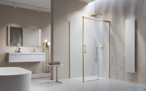 Radaway Idea Kdj Brushed Gold kabina 100x100cm prawa szczotkowane złoto 387040-99-01R/387052-99-01L 