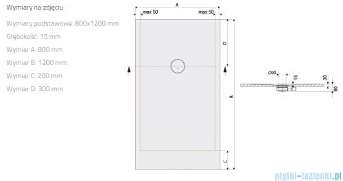 Sanplast Structure Mineral B-M/STRUCTURE brodzik prostokątny 80x120x1,5 cm mat czerni  645-360-0350-59-010