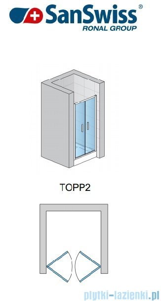 SanSwiss TOPP2 Drzwi 2-częściowe 70cm profil srebrny TOPP207000107