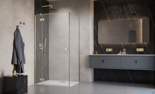 Radaway Essenza Kdj Brushed Gold kabina 90x110cm lewa szczotkowane złoto 1385044-99-01L/1384053-01-01