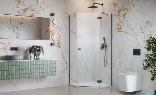 Radaway Essenza 8 Brushed GunMetal Ptj kabina pięciokątna 80x80cm prawa szczotkowany grafit 10490000-92-01R/10490100-01-01