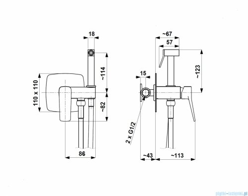 KFA MALAGA ROSE GOLD bateria bidetowa podtynkowa różowe złoto szczotkowane 4529-512-34