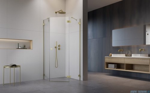 Radaway Essenza Pro Brushed Gold Ptj kabina pięciokątna 90x90 prawa szczotkowane złoto 10100000-99-01R/10100200-01-01