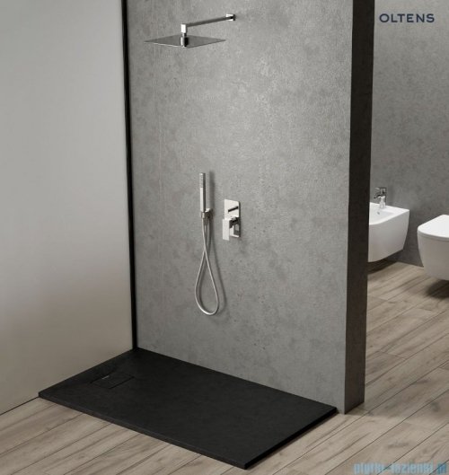 Oltens Bergytan brodzik prostokątny 120x70 cm RockSurface czarny mat 15102300