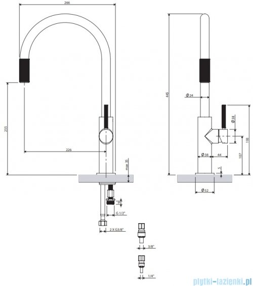 Omnires Switch bateria kuchenna do podłączenia zestawu filtrującego chrom SW9057CR 