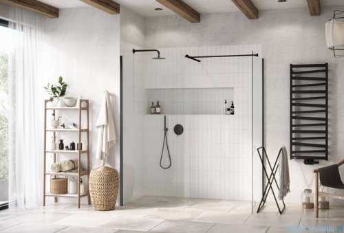 Excellent Vidoq walk-in kabina prysznicowa gięta, ścianka prosta 100cm, ścianka gięta 83cm czarny mat KAEX.1507.K.1000.0830.BL