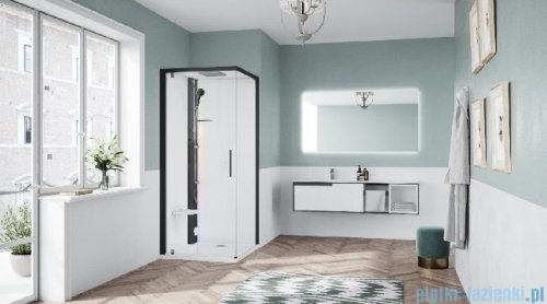 Novellini Glax 1 2.0 kabina z sauną parową 80x80 lewa czarna G21GF89SM5-1HH